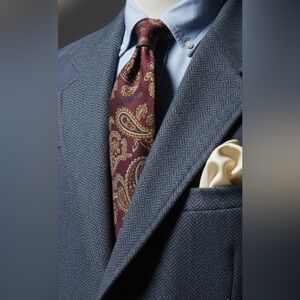 Pendleton Wool Western Shooting Jacket Blazer Mens 48L Blue Herringbone Suede